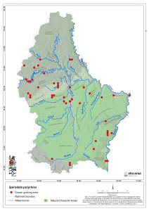Distribution of greater duckweed in Luxembourg. Recorder database, MnhnL, 2015.